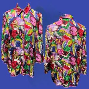Anage Vintage Beaded, Sequined, Colorful, Fun Top!